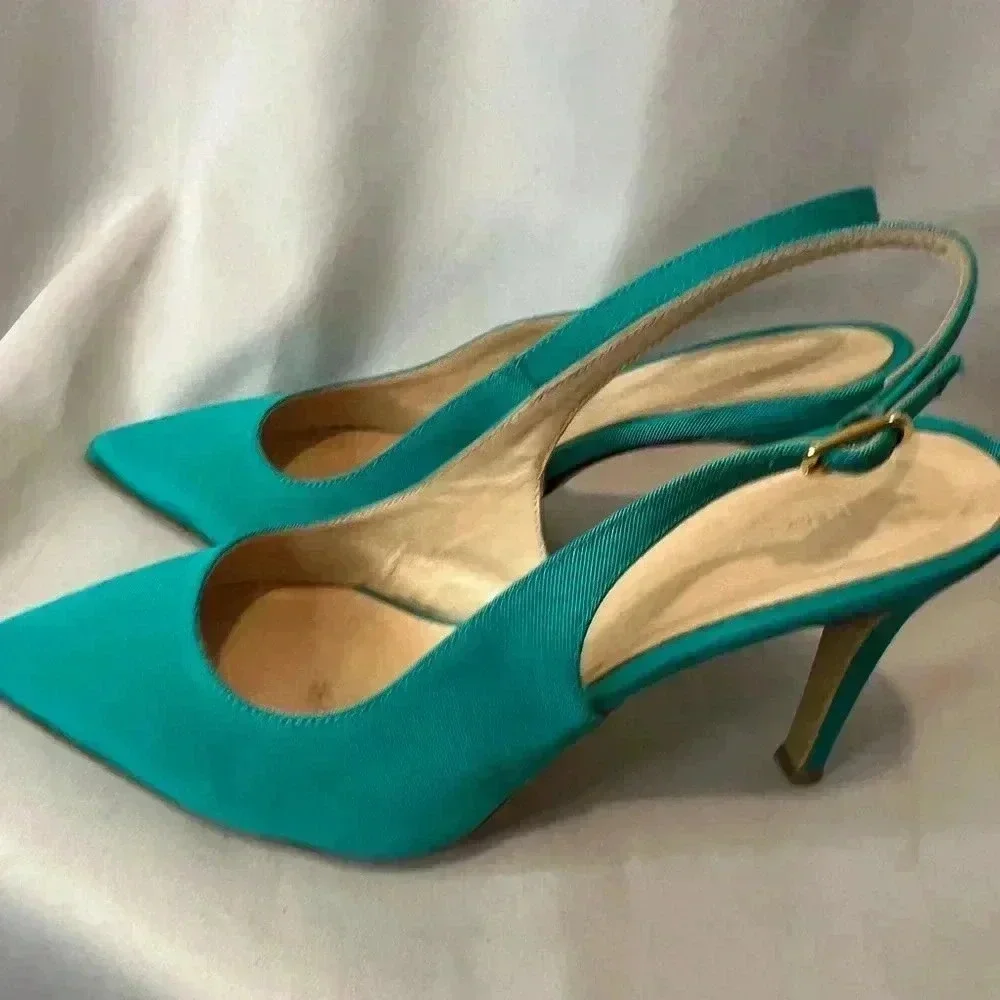 Turquoise sling heels by Luca Valentini  size 6.5 - Picture 5 of 10